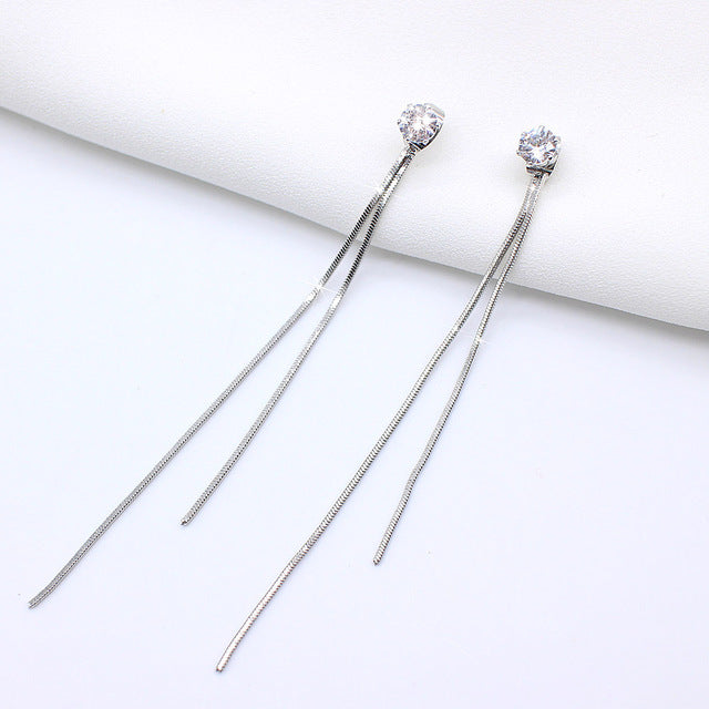 Diamond Long Tassel Earrings - Personalized Zircon Set