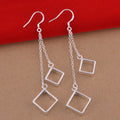 Fashionable 925 Silver Plated Square Earrings (Wholesale)