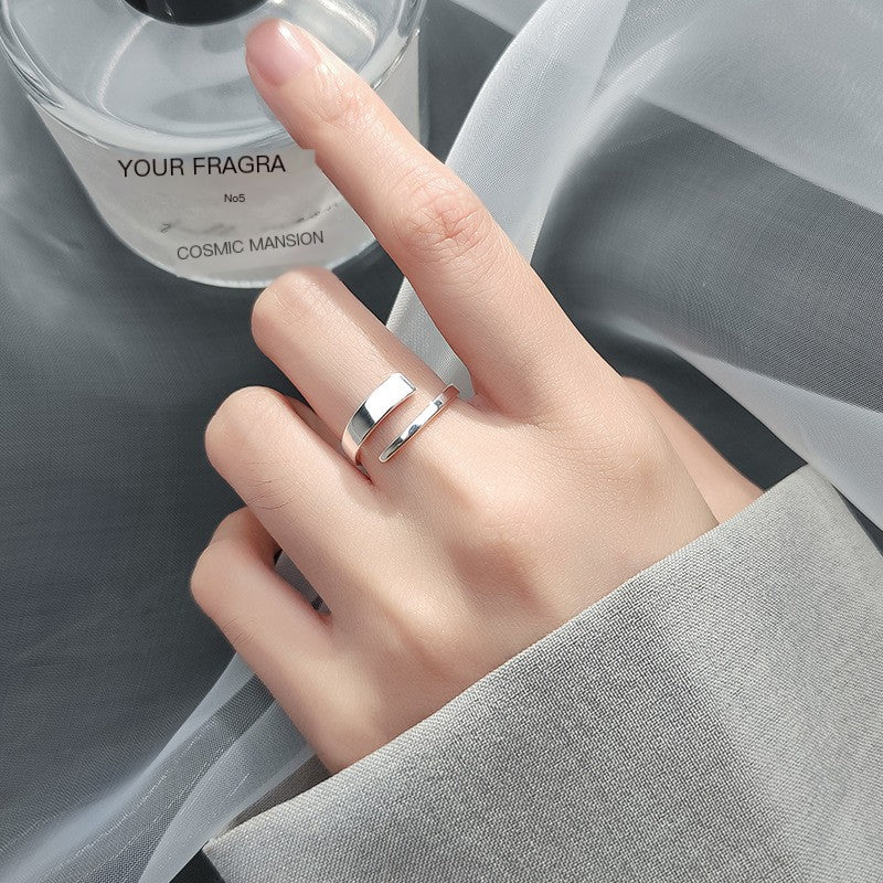 Korean-Style S925 Silver Fashion Line Ring for Women
