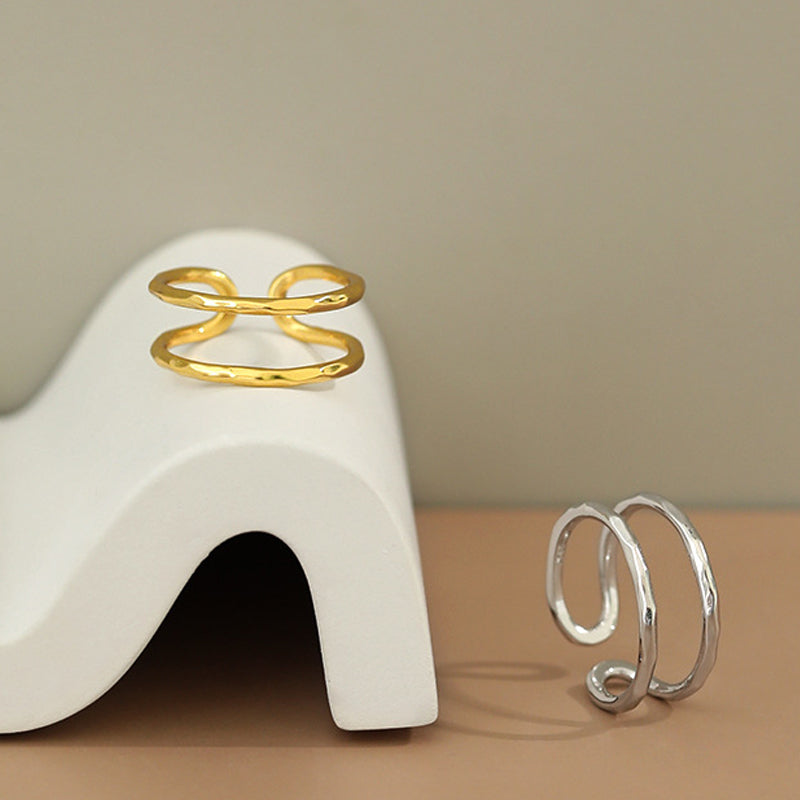 S925 Sterling Silver Double-layer Geometric Ring