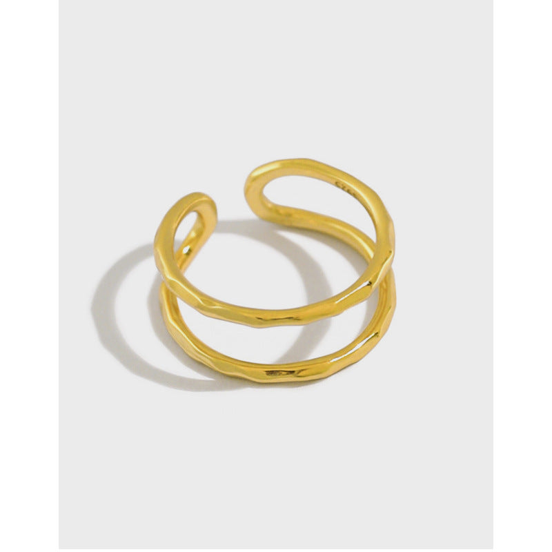 S925 Sterling Silver Double-layer Geometric Ring